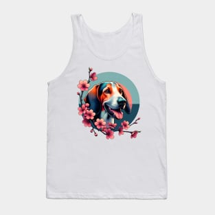 Joyful Bluetick Coonhound Amidst Spring Cherry Blossoms Tank Top